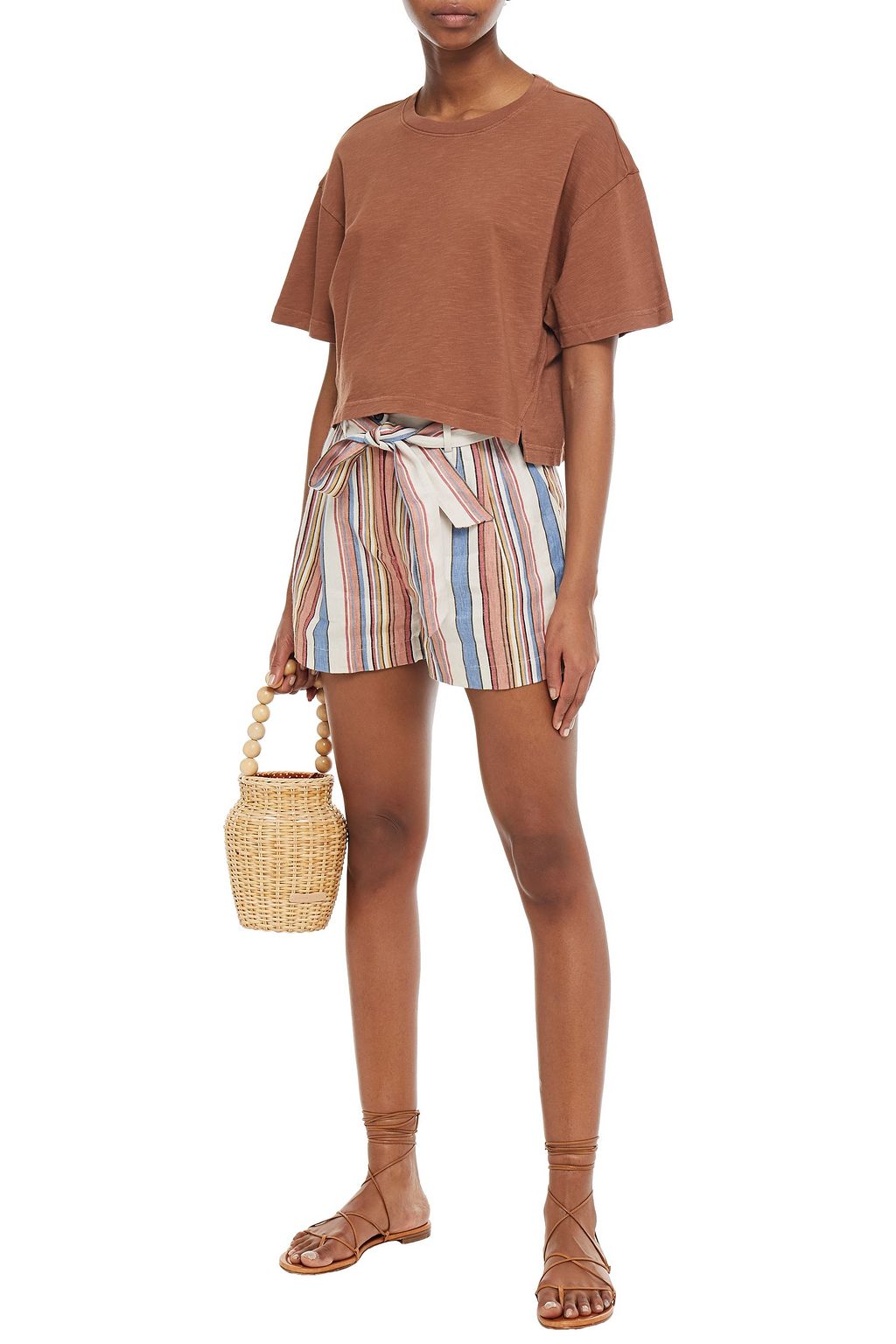 FRAME Cropped organic cotton-jersey T-shirt