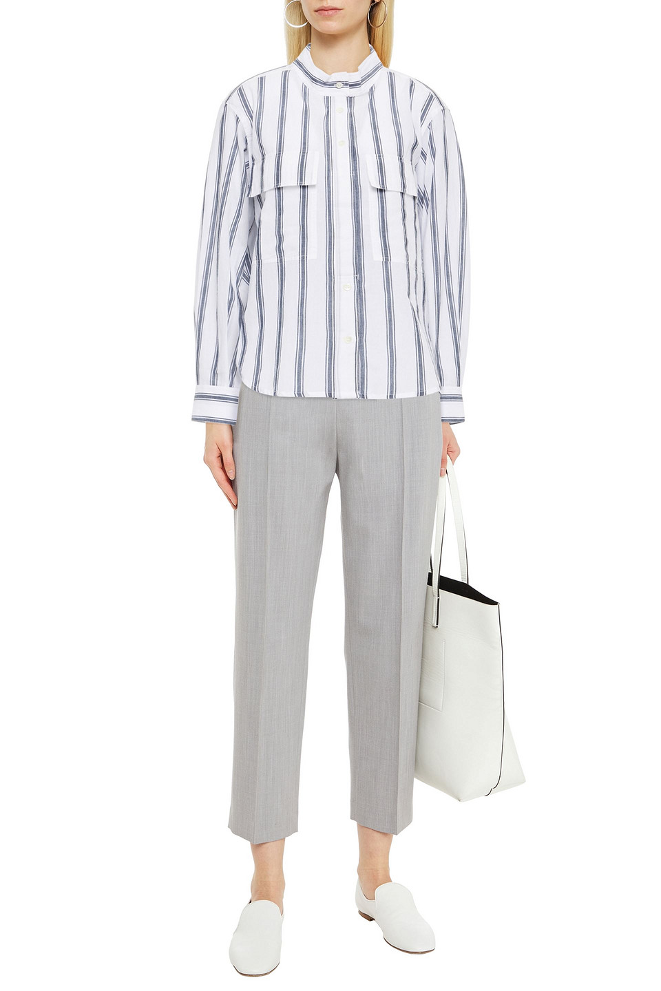 Frame Striped Cotton-gauze Shirt In White