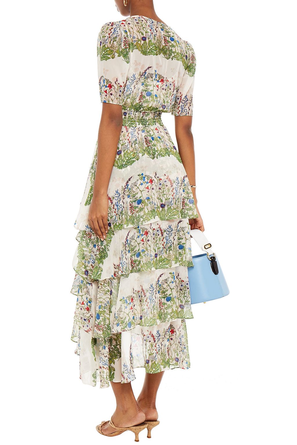 MAJE Tiered floral-print chiffon midi dress