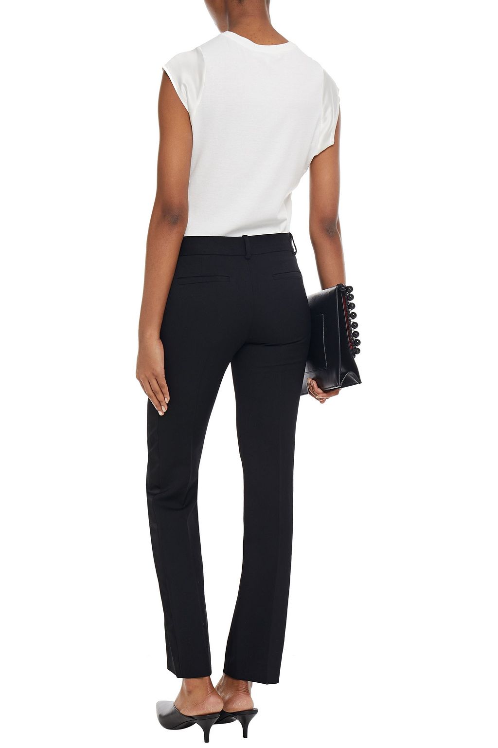 BELLA FREUD Schoolboy satin-trimmed wool-crepe tapered pants