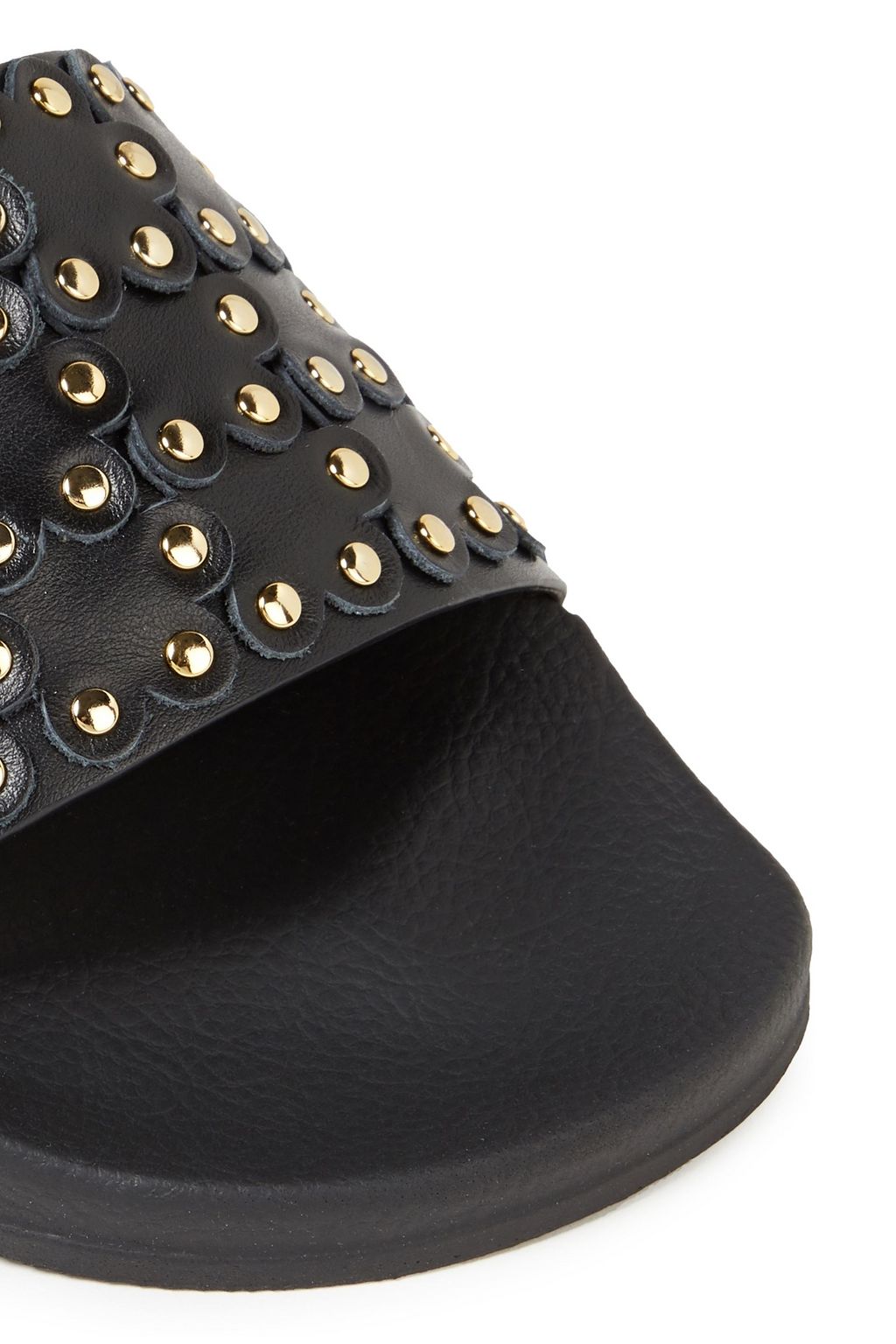 RED(V) Flower Puzzle studded laser-cut leather slides