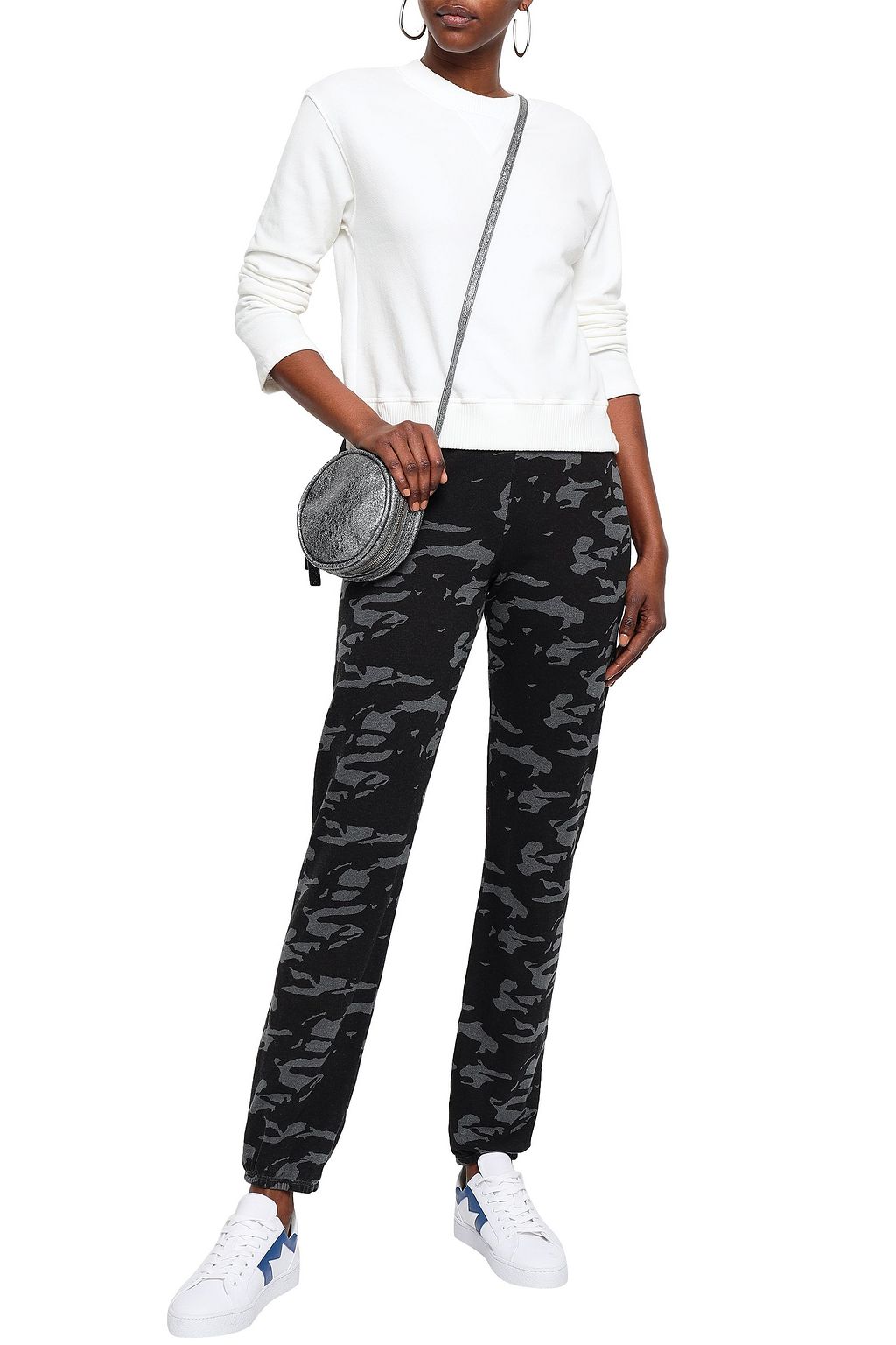 MONROW Printed jersey track pants
