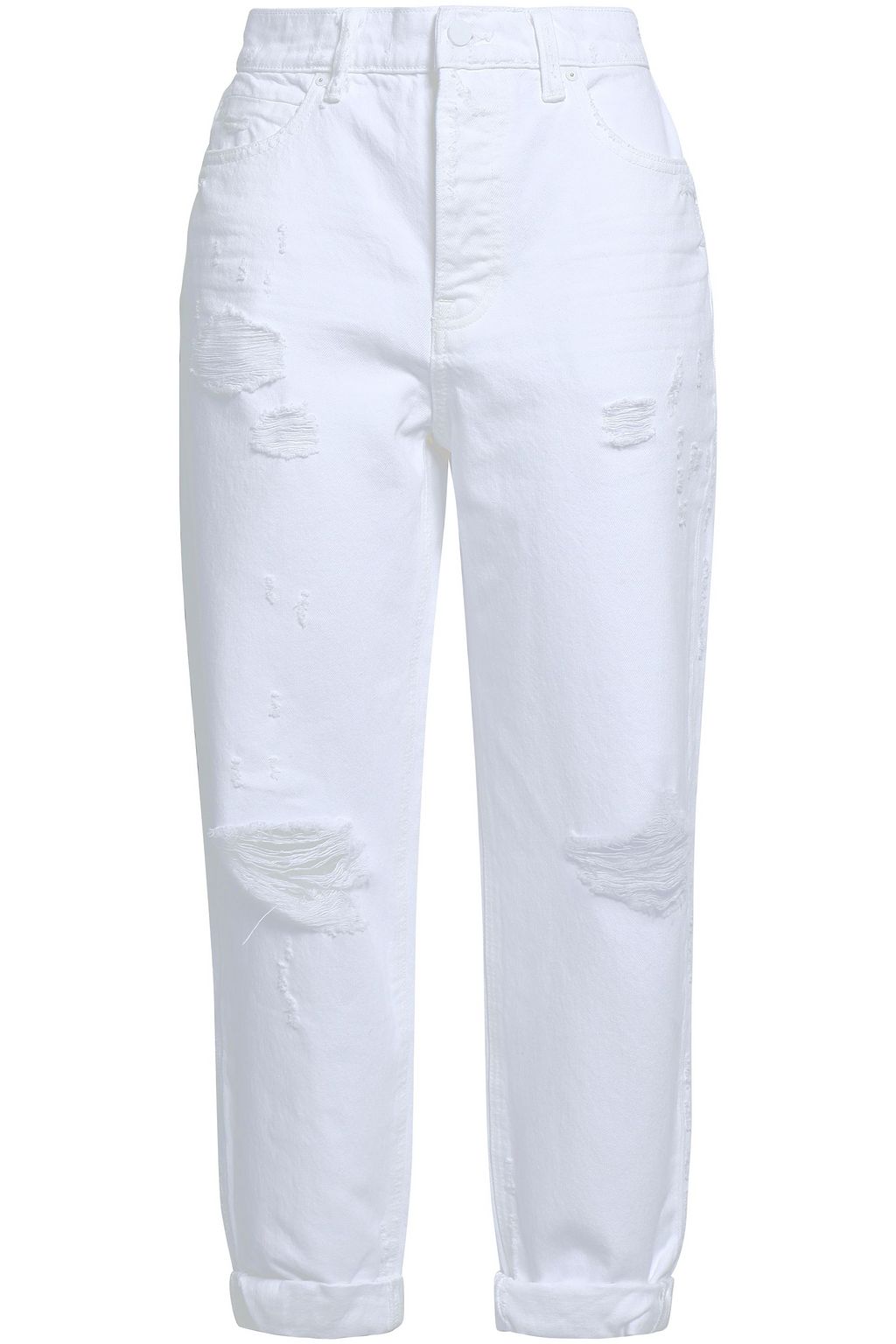 white cropped ripped jeans