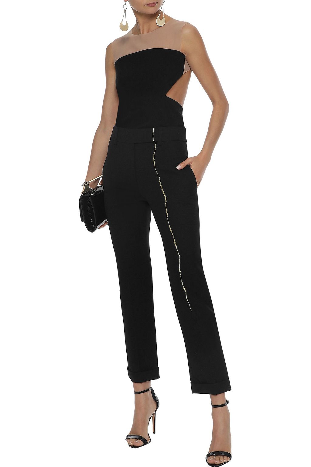 HAIDER ACKERMANN Metallic-trimmed grain de poudre wool straight-leg pants