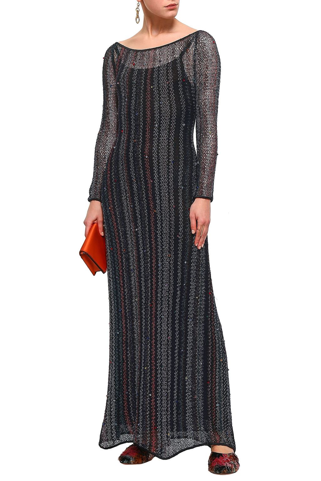 MISSONI Embellished crochet-knit maxi dress