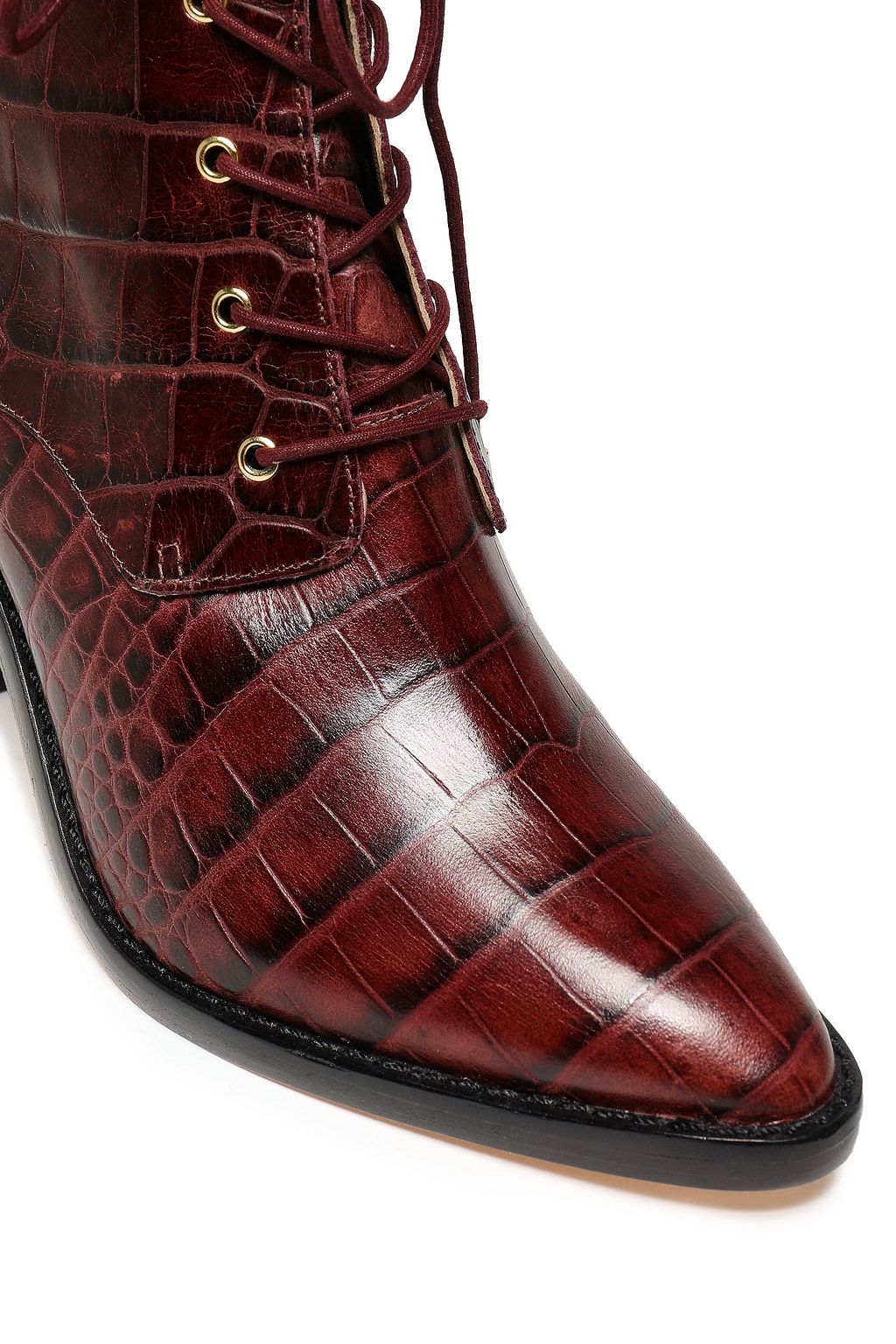 croc leather ankle boots