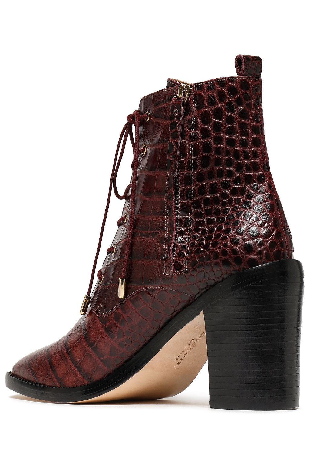 ZIMMERMANN Lace-up croc-effect leather ankle boots