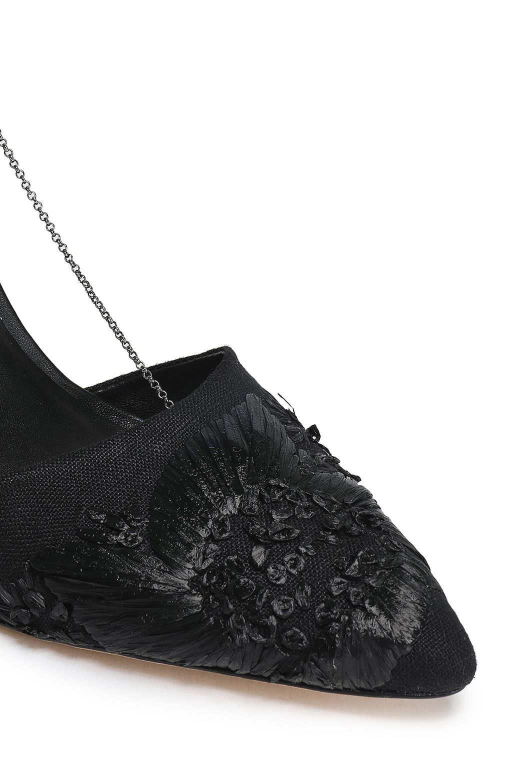 ZIMMERMANN Embellished floral-print canvas wedge pumps