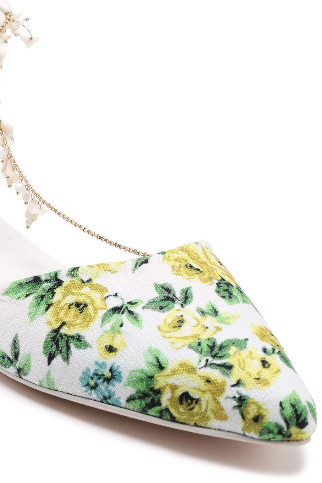 ZIMMERMANN Goldentime flache Schuhe mit spitzer Kappe aus Webstoff mit Verzierung