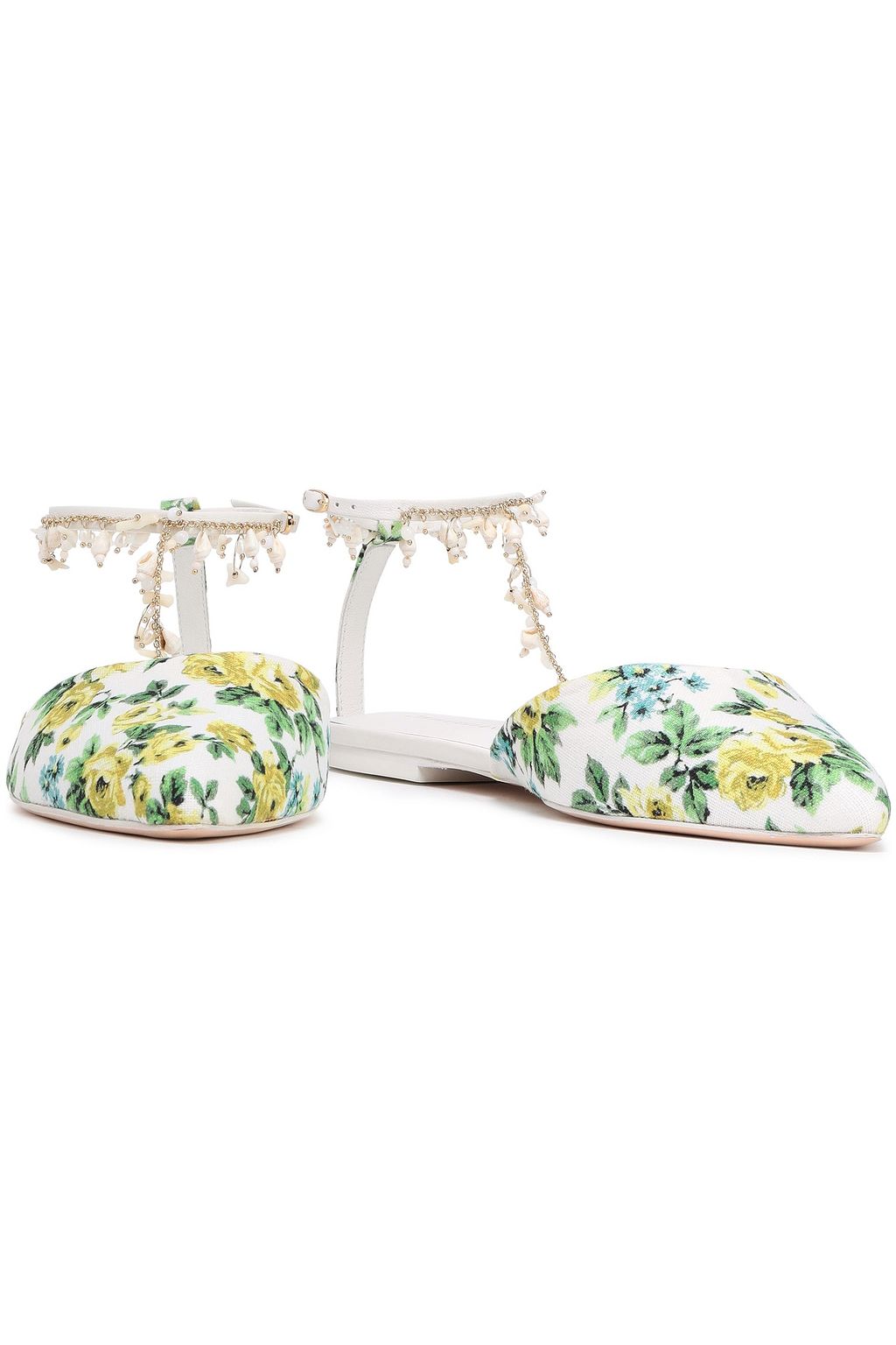 ZIMMERMANN Goldentime flache Schuhe mit spitzer Kappe aus Webstoff mit Verzierung