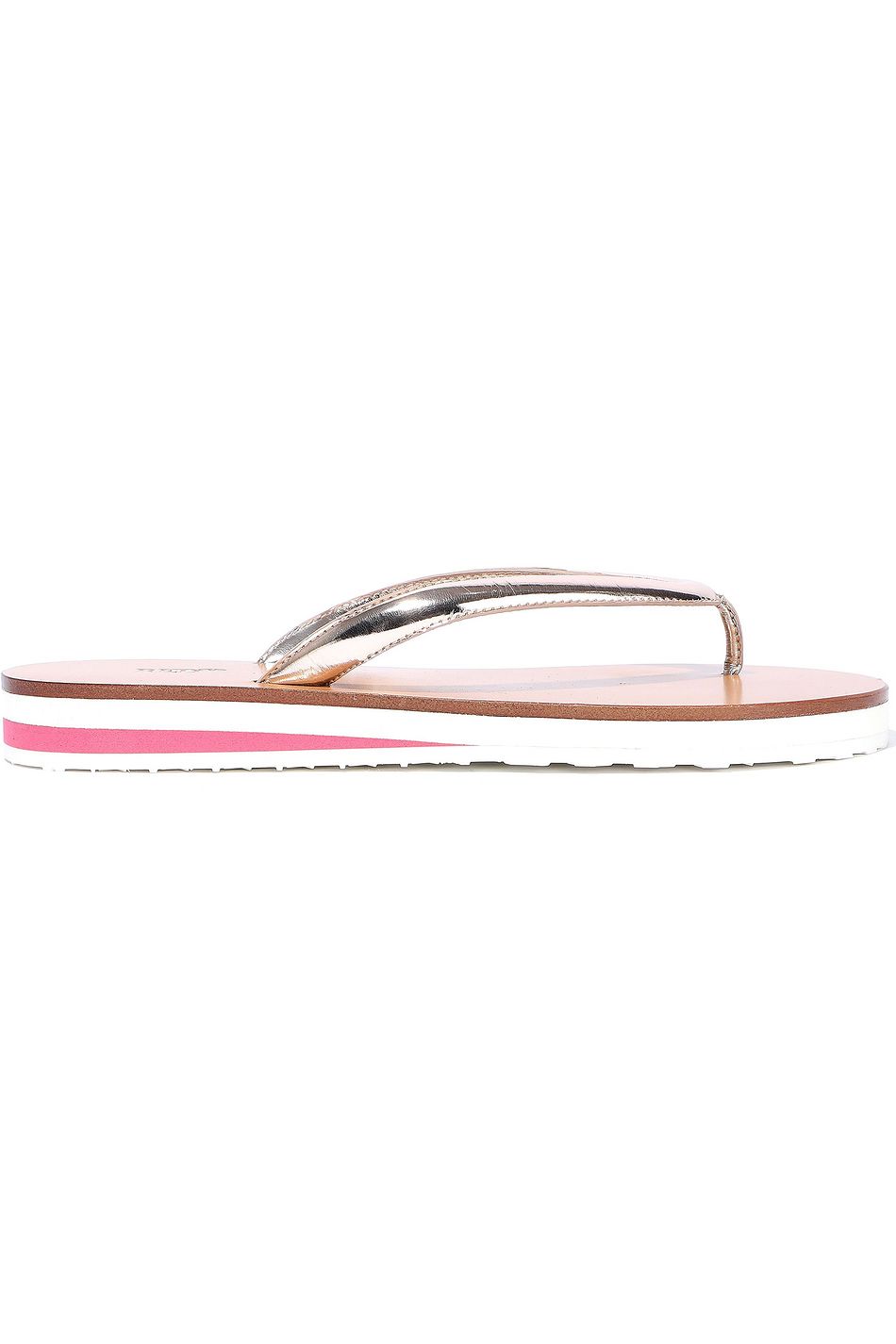 metallic leather flip flops