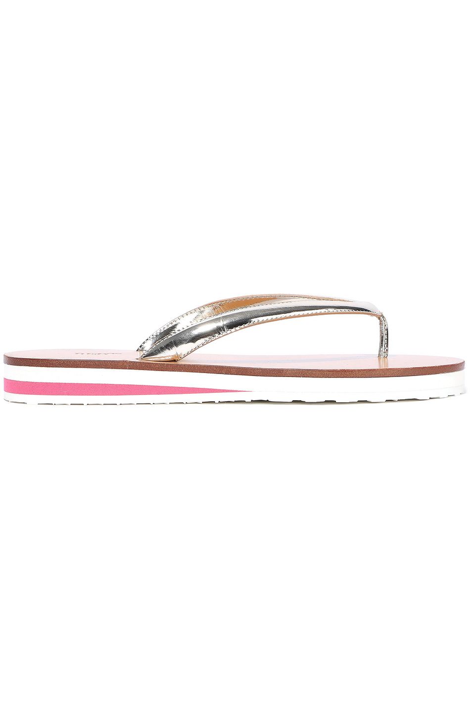 metallic leather flip flops
