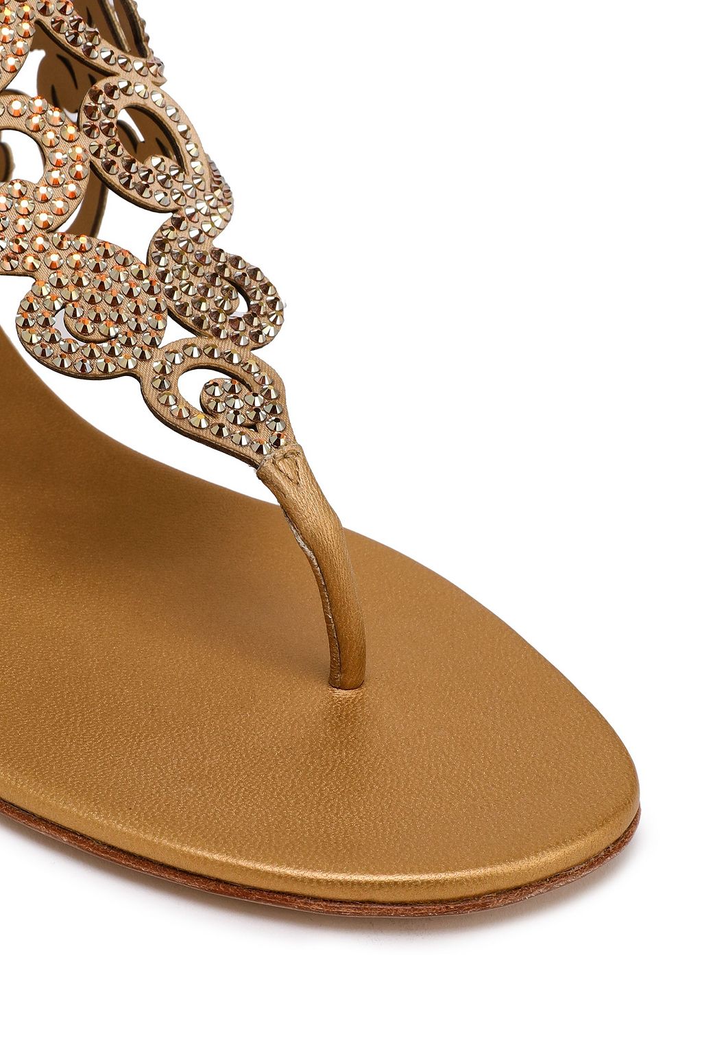 RENE' CAOVILLA Swarovski crystal-embellished laser-cut leather sandals