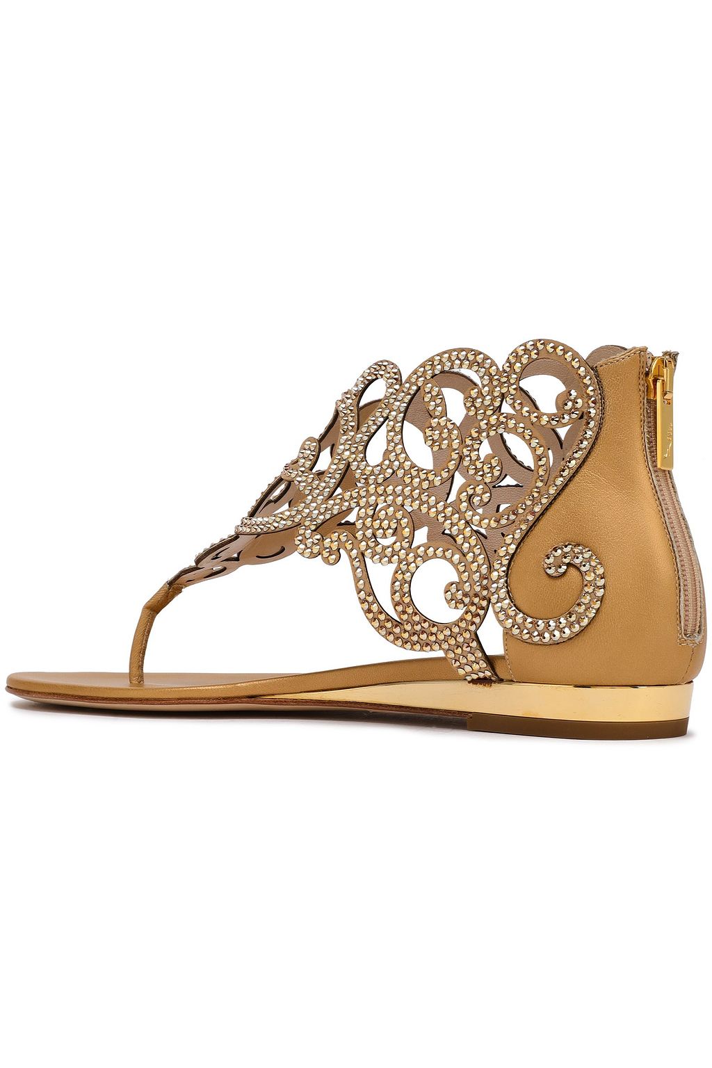 RENE' CAOVILLA Swarovski crystal-embellished laser-cut leather sandals