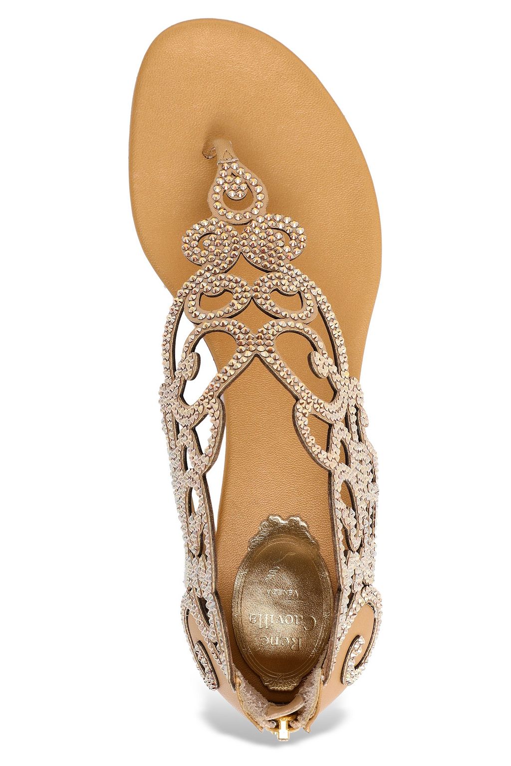 RENE' CAOVILLA Swarovski crystal-embellished laser-cut leather sandals