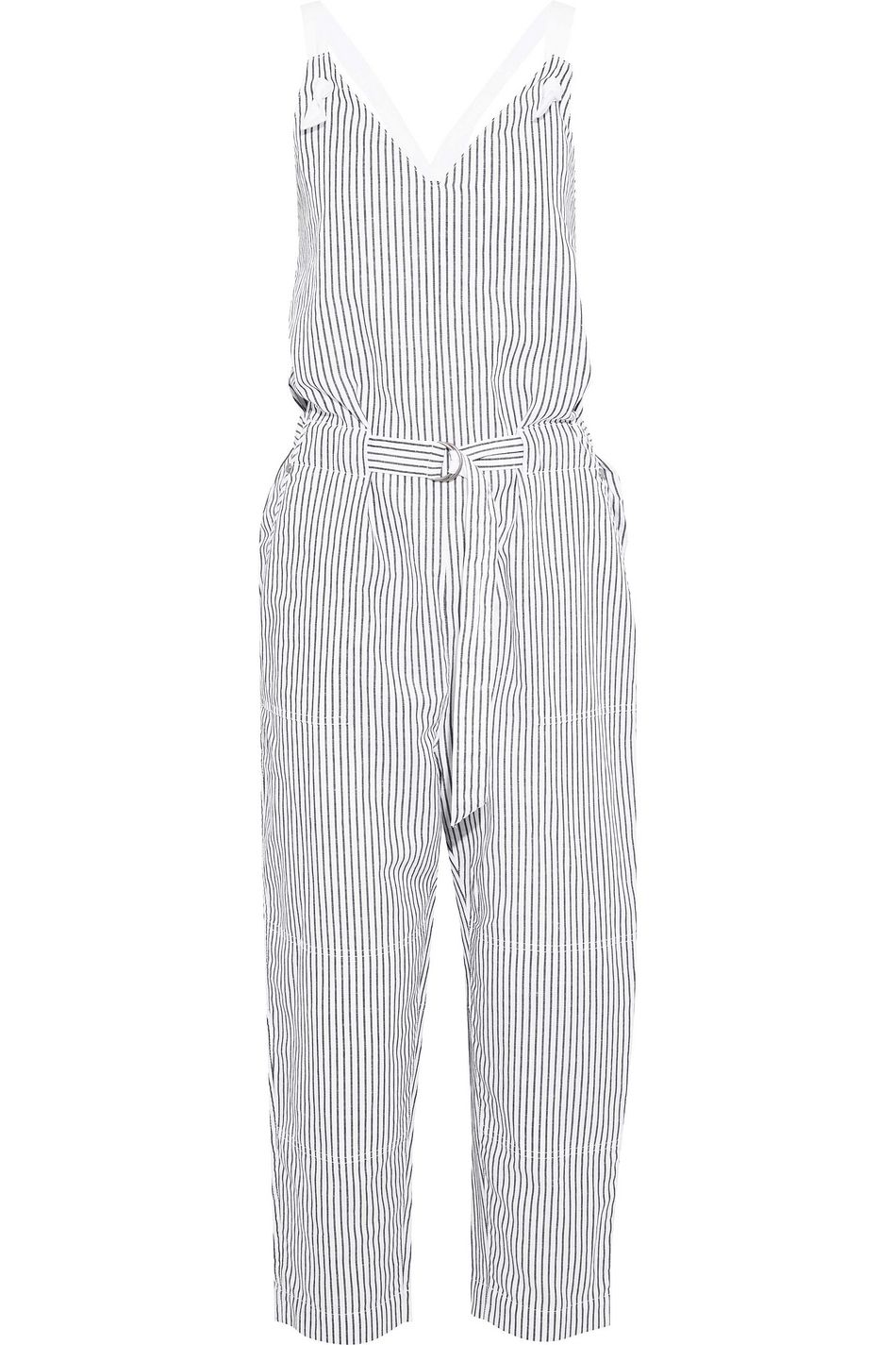 gray striped jumpsuit