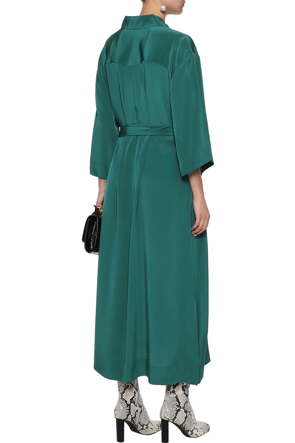 DIANE VON FURSTENBERG Belted silk-satin midi shirt dress