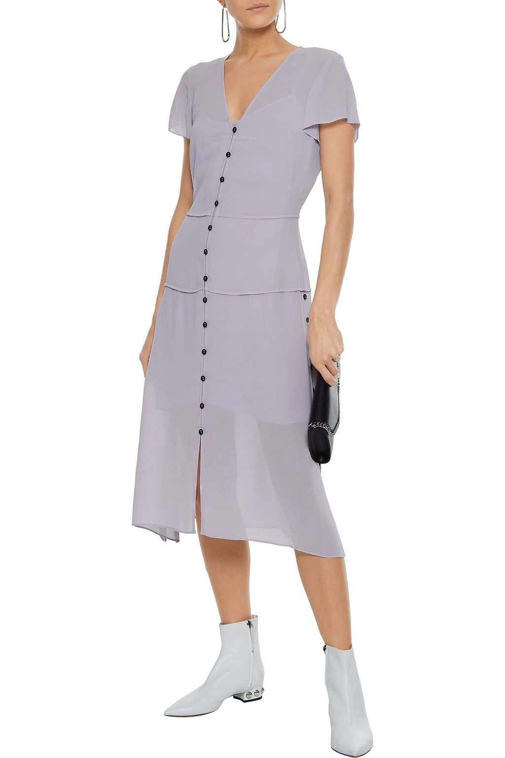 RAG & BONE McCormick button-detailed crepe de chine midi dress