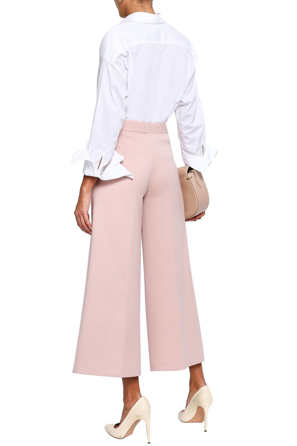 FILIPPA K Cropped cotton-blend jersey wide-leg pants