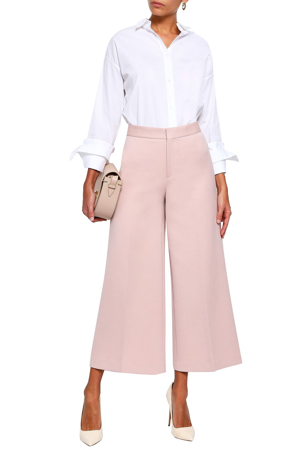 FILIPPA K Cropped cotton-blend jersey wide-leg pants