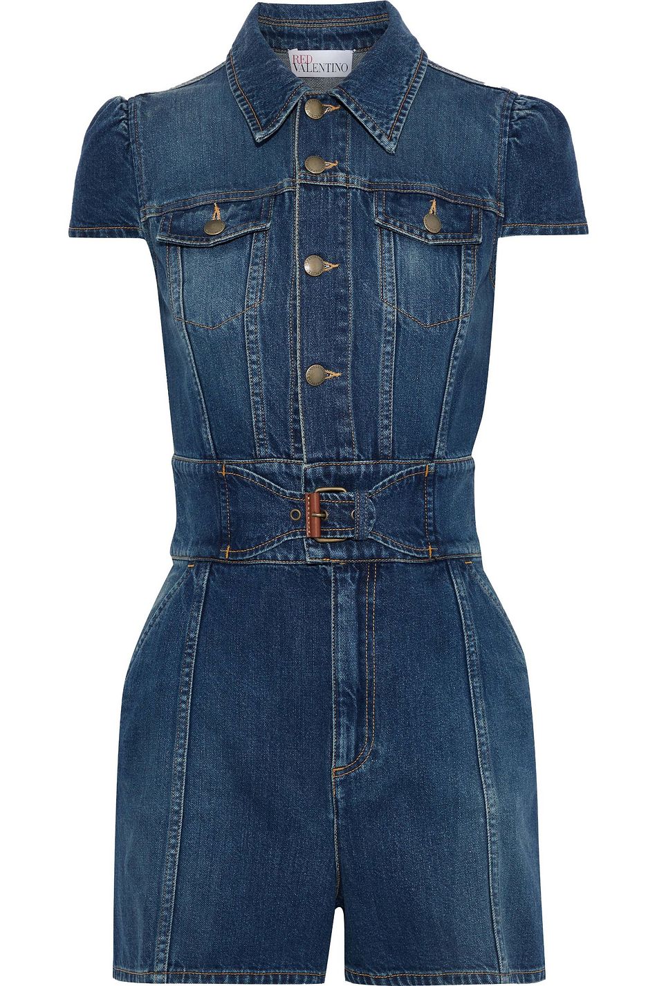 belted denim playsuit