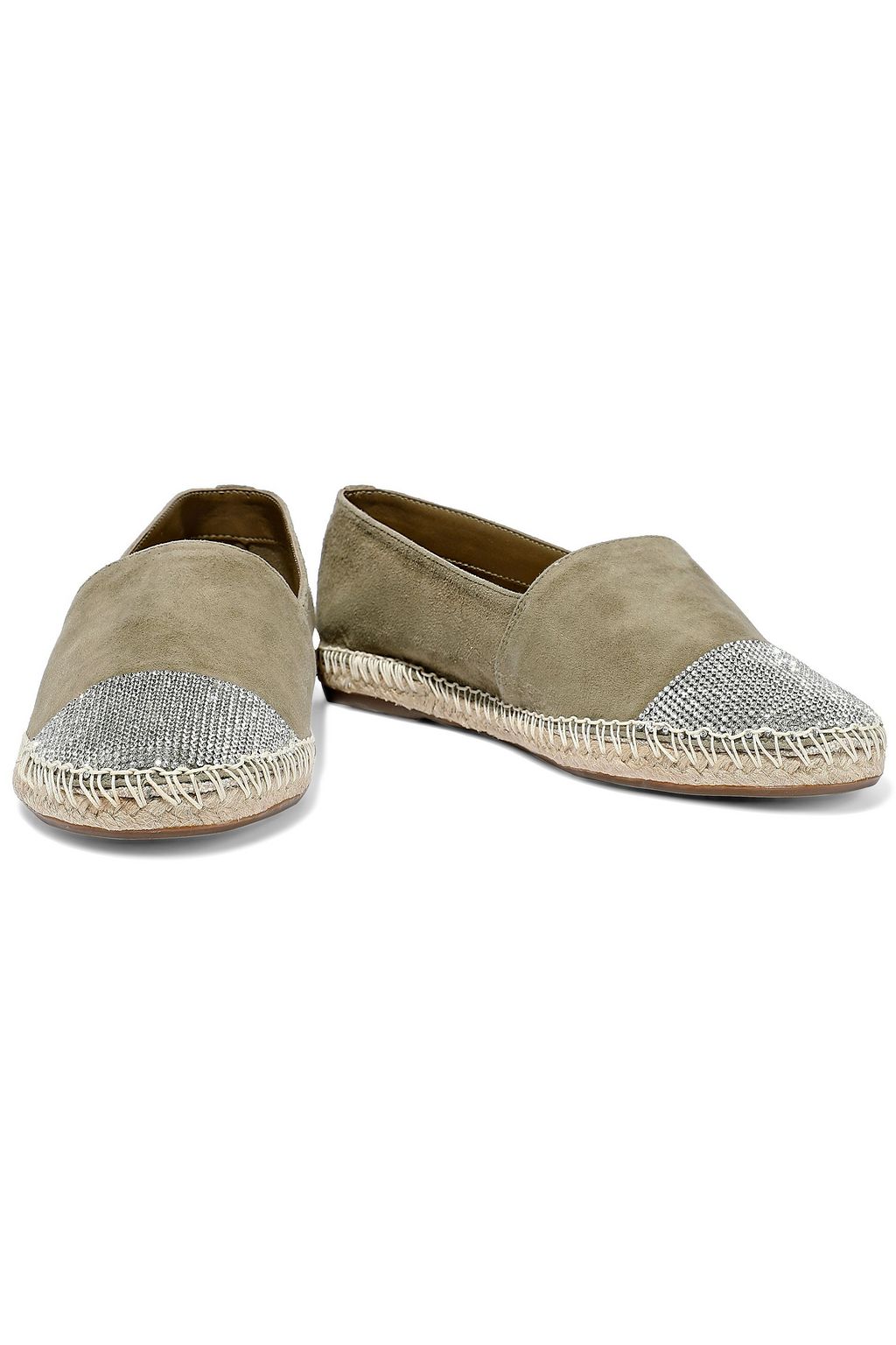 SCHUTZ Cherie crystal-embellished suede espadrilles