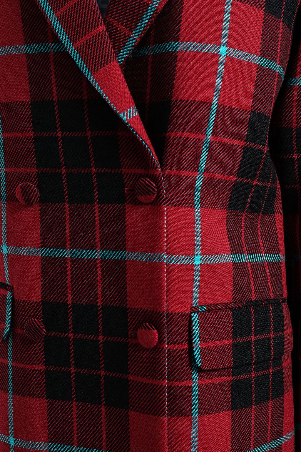EACH X OTHER Double-breasted leather-trimmed checked wool coat