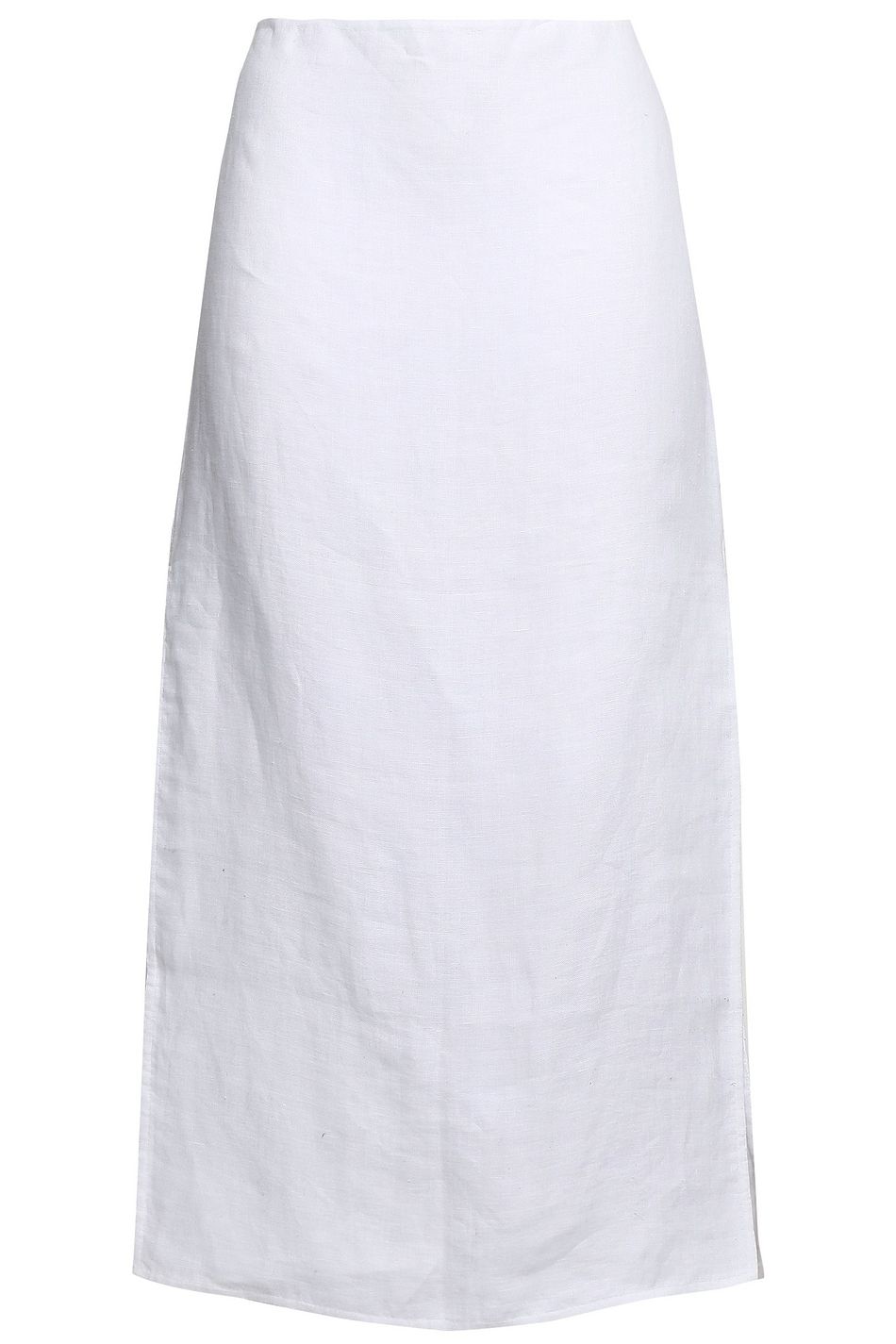 white linen midi skirt