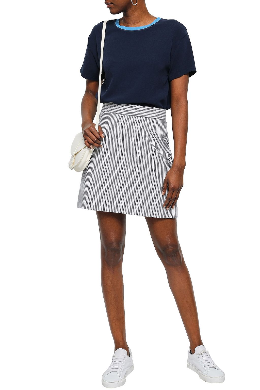 THEORY Striped wool-blend mini skirt