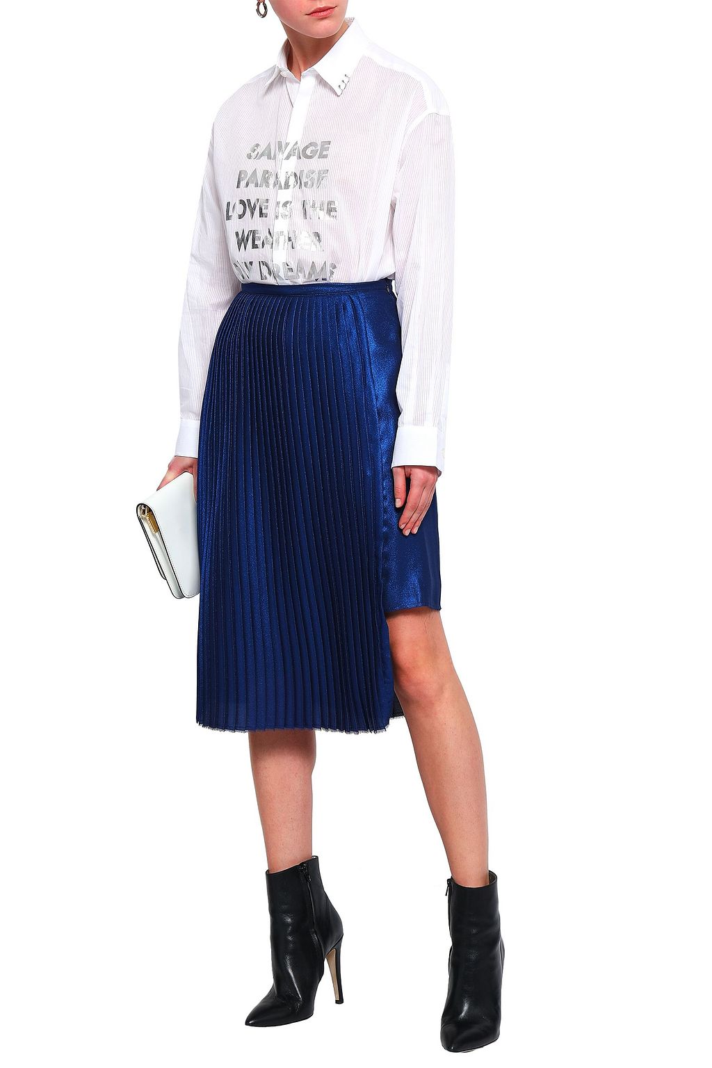 EACH X OTHER Pleated crepe de chine mini skirt