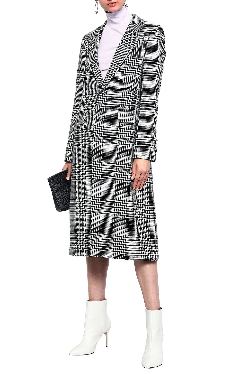 EACH X OTHER Appliquéd embroidered Prince of Wales checked jacquard coat