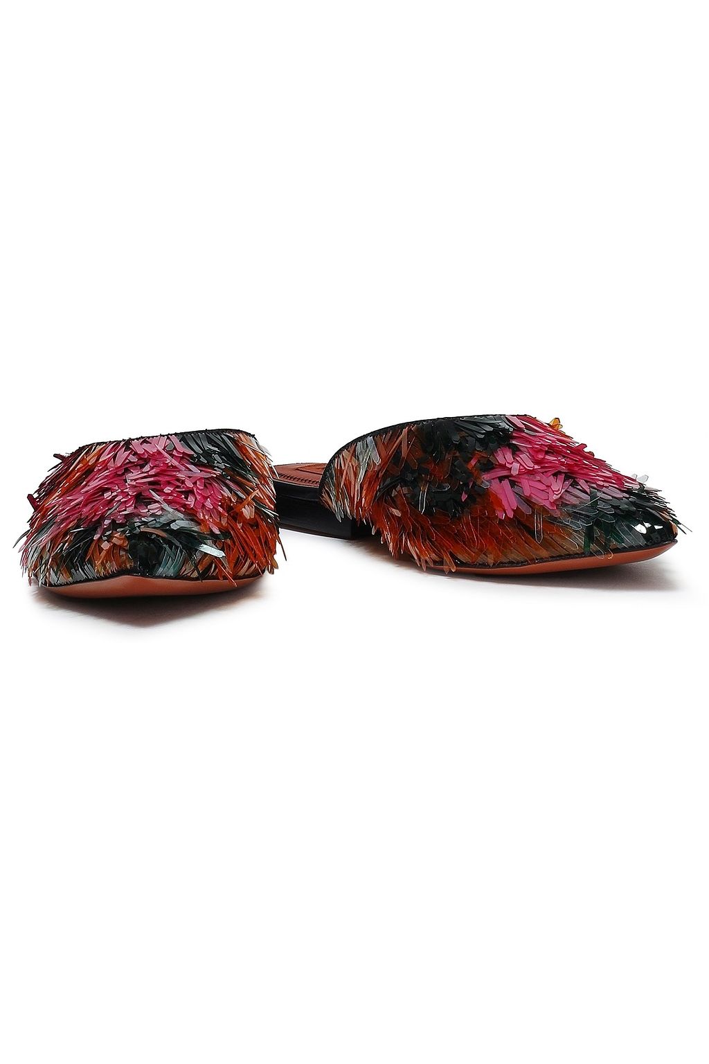 MISSONI Appliquéd silk-satin slippers