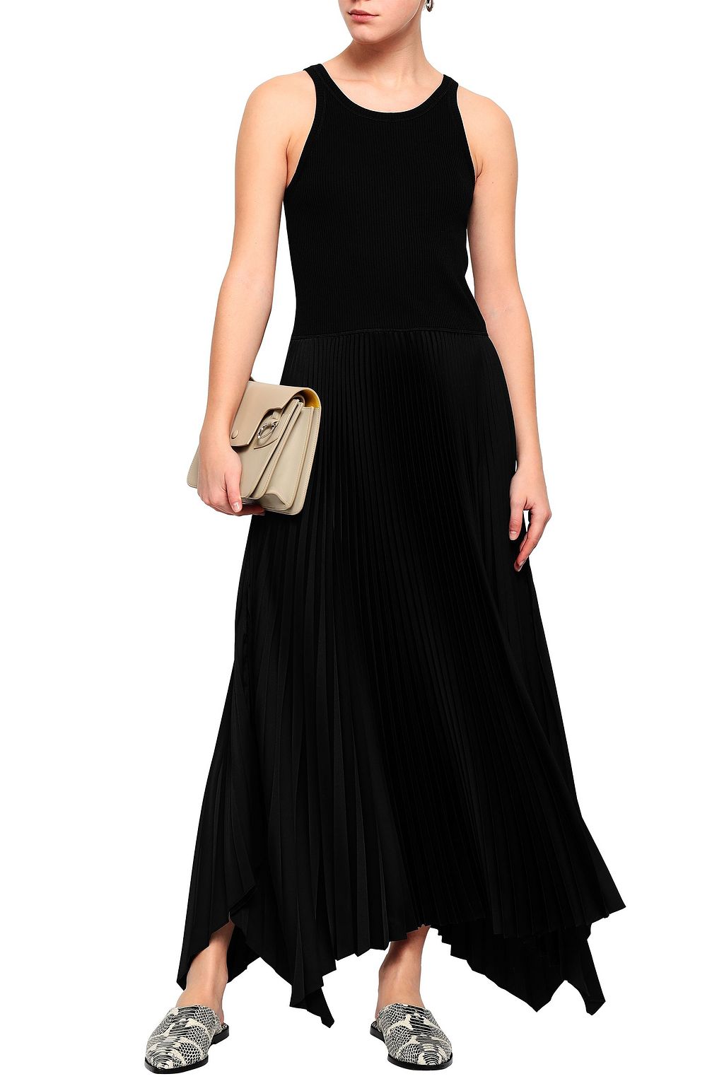 THEORY Vinessi Belsay stretch-jersey and crepe-satin maxi dress