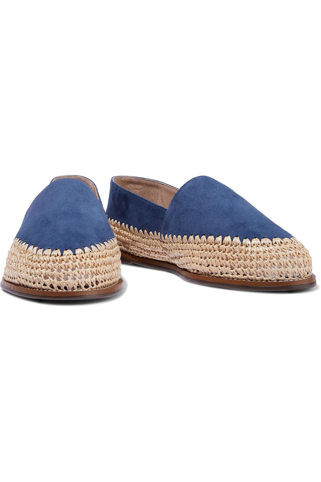 SCHUTZ Queenie suede and raffia slippers