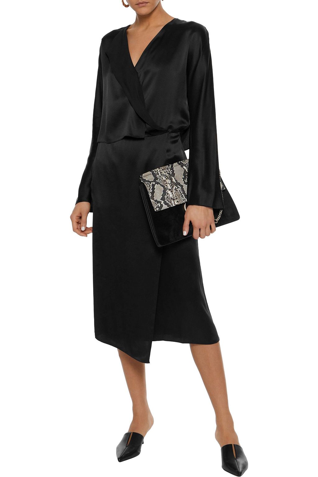 VINCE. Wrap-effect silk-satin midi dress
