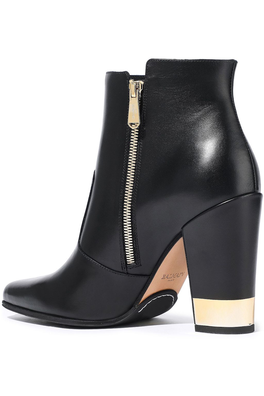 BALMAIN Anthea metallic-trimmed leather ankle boots