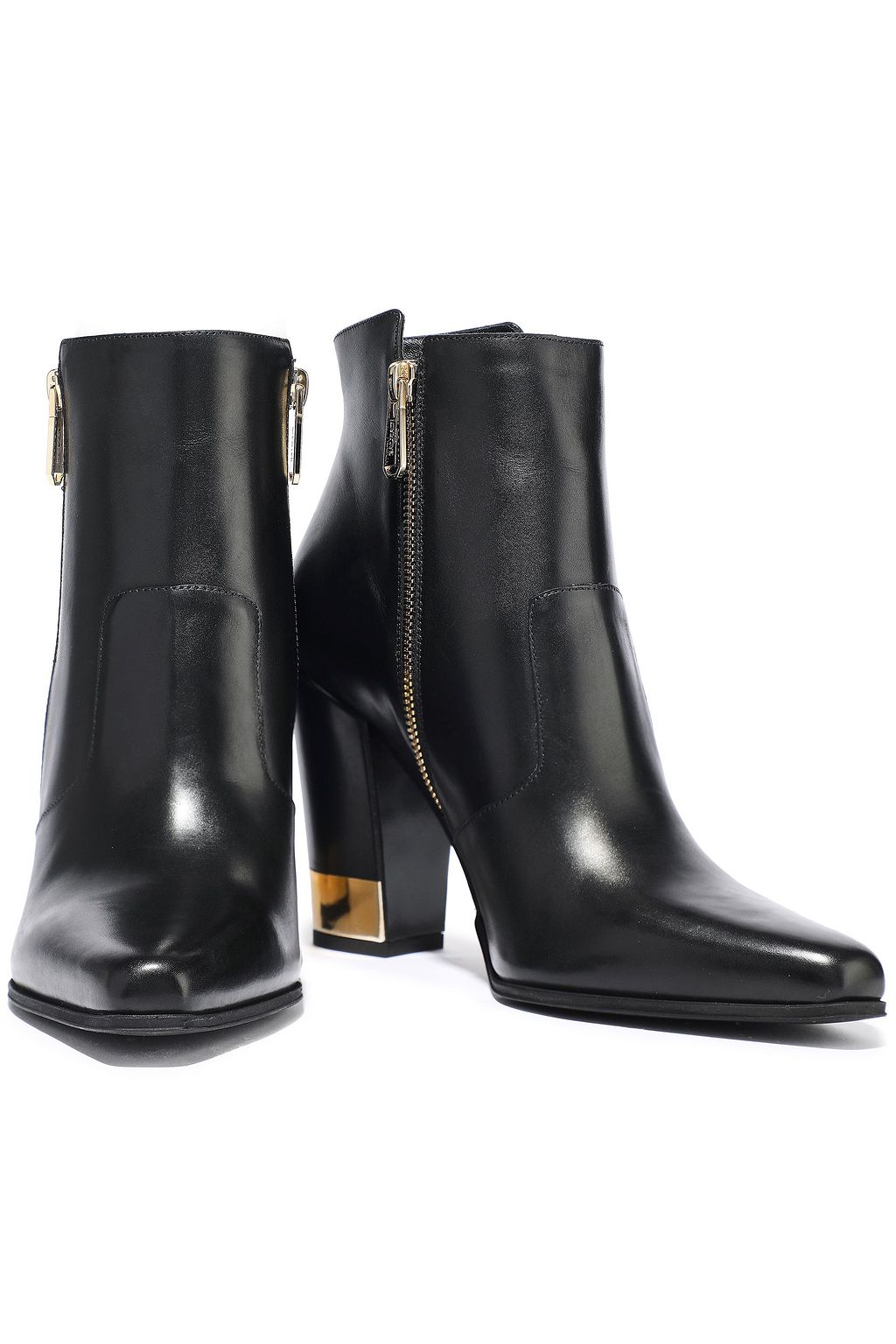 BALMAIN Anthea metallic-trimmed leather ankle boots