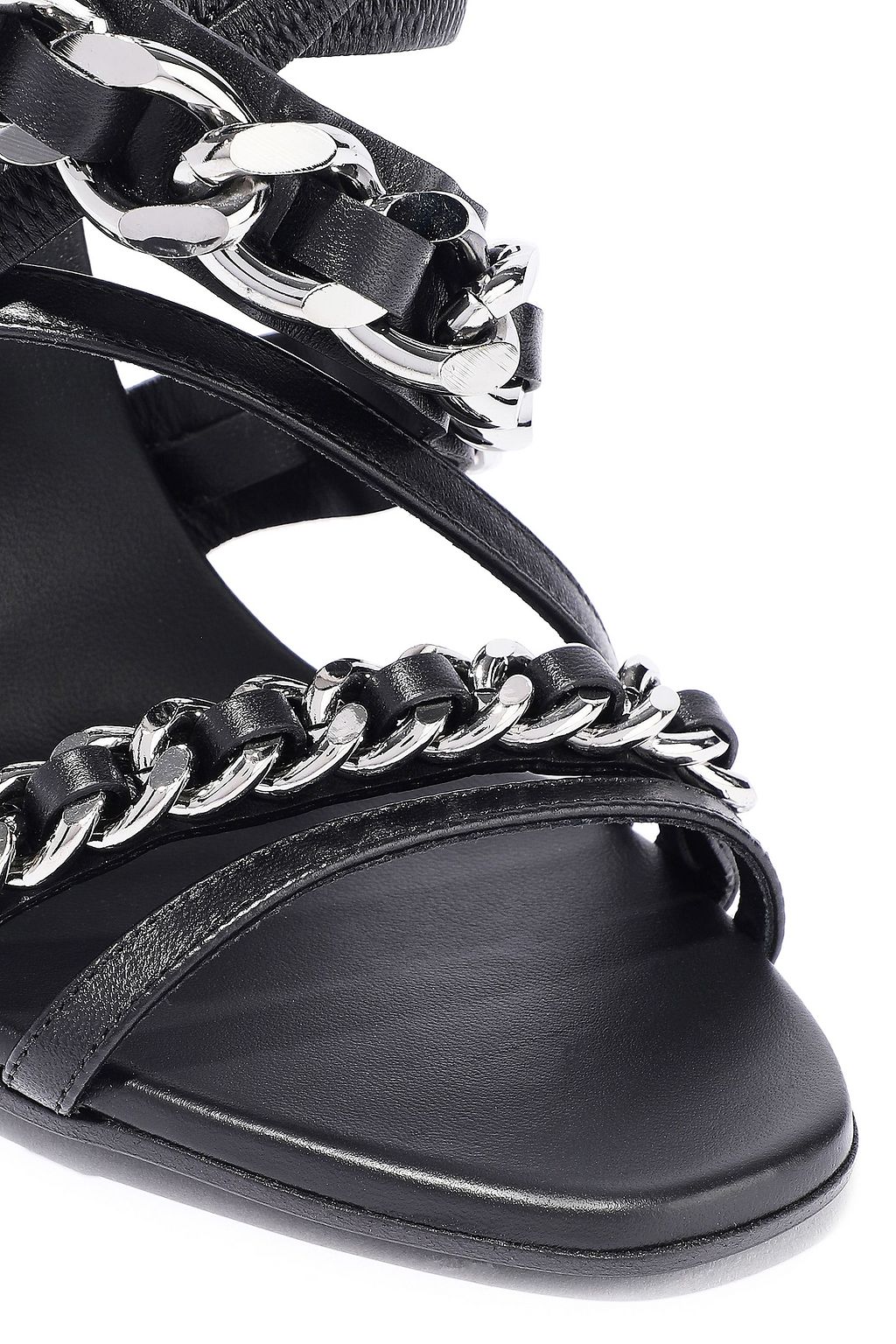 BALMAIN Chain-trimmed leather sandals