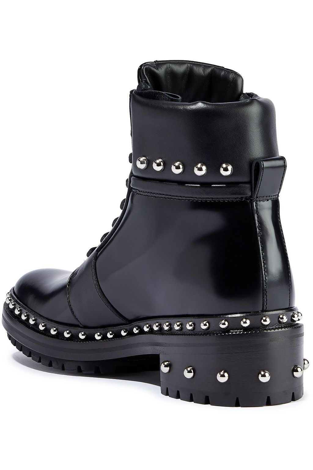BALMAIN Studded glossed-leather ankle boots