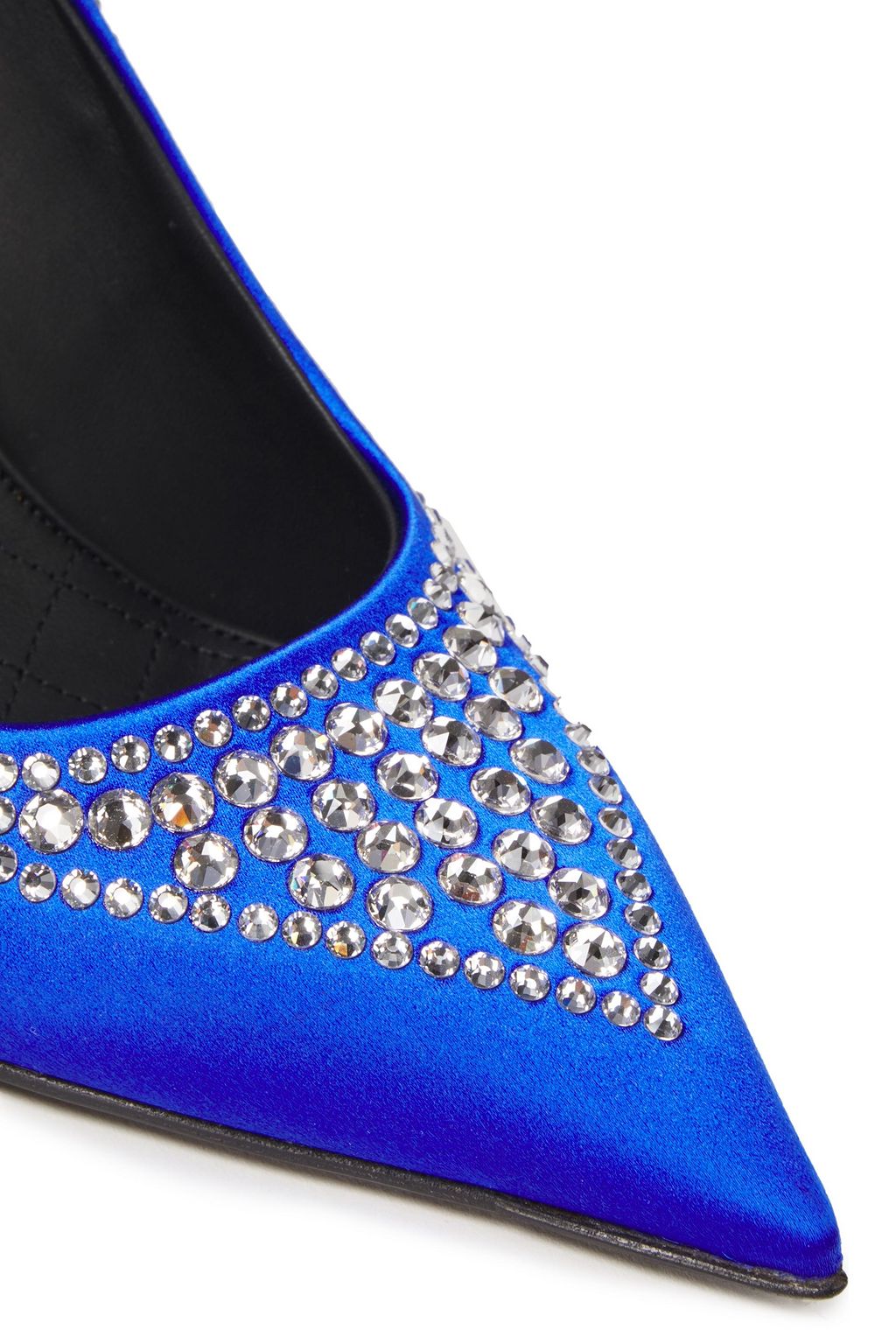 BALMAIN Crystal-embellished satin pumps