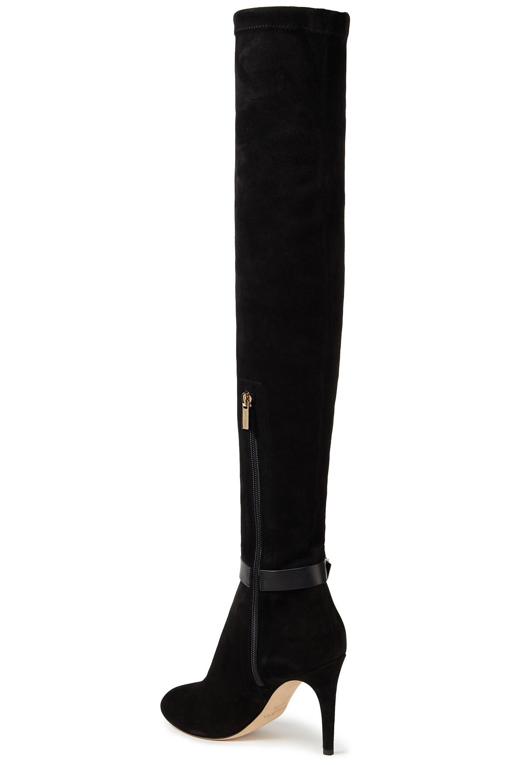 JIMMY CHOO Buckled embellished suede over-the-knee boots