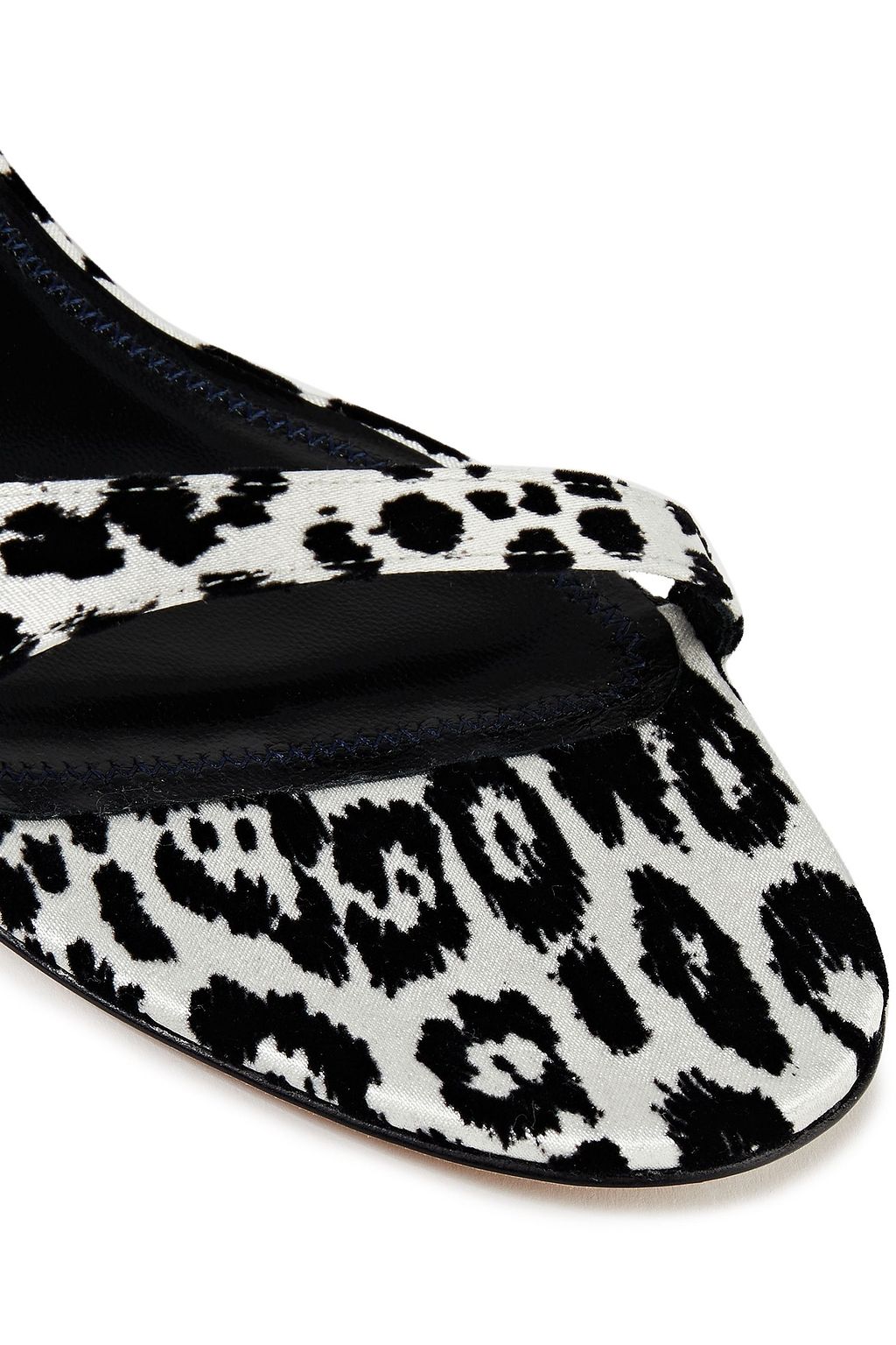 TIBI Chain-trimmed leopard-print flocked satin sandals