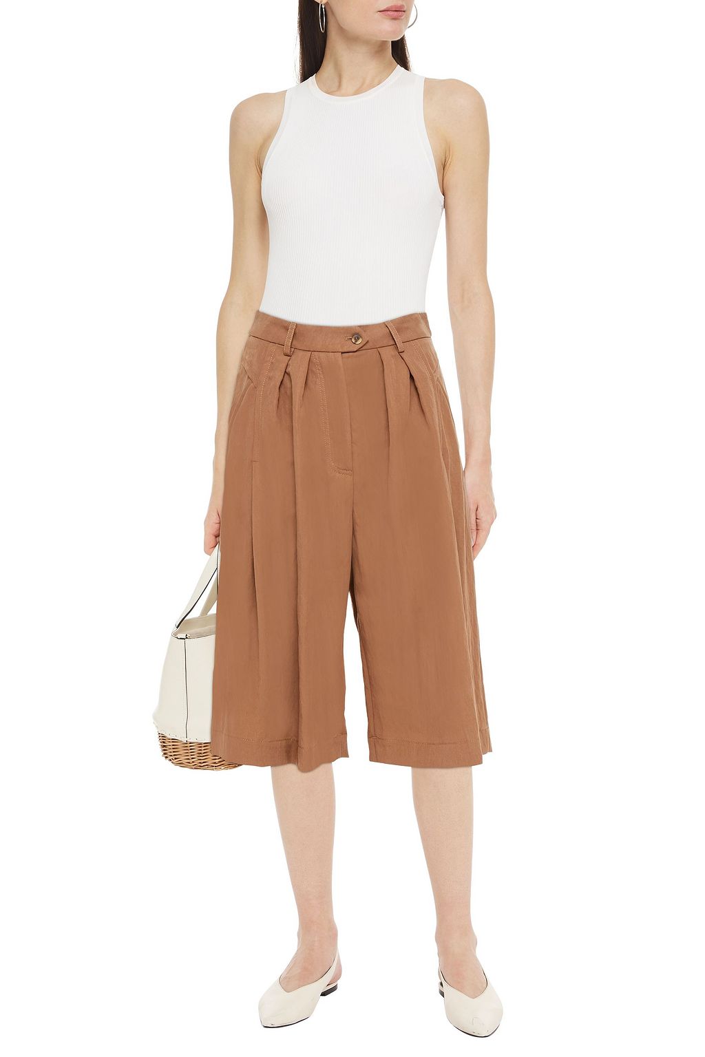 ALBERTA FERRETTI Pleated washed-twill shorts