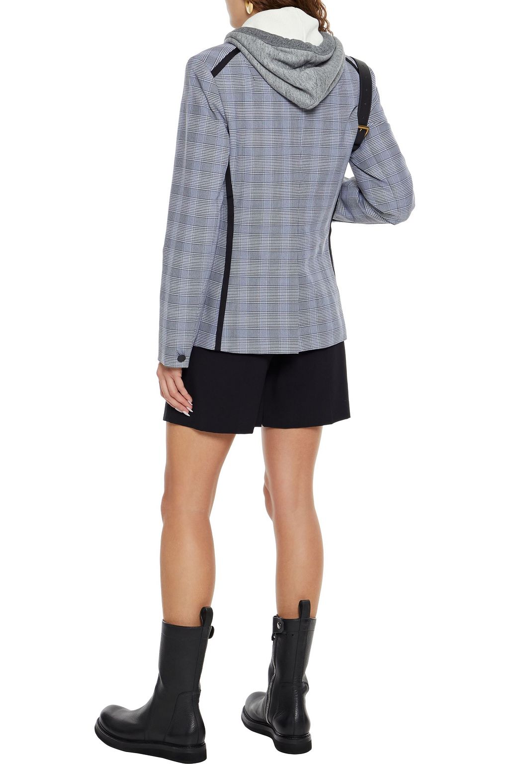 RAG & BONE Rylie grosgrain-trimmed Prince of Wales checked cady blazer