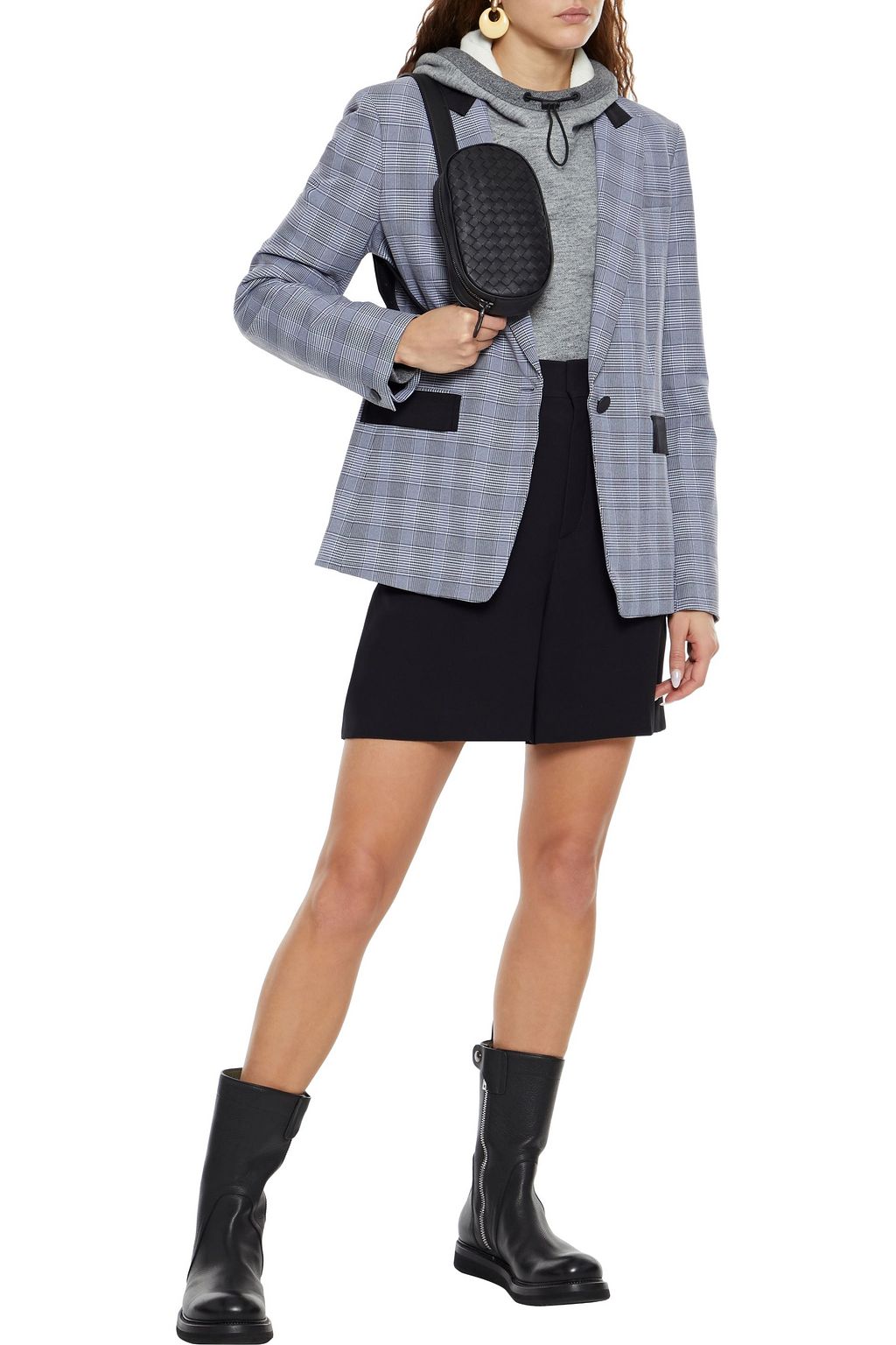 RAG & BONE Rylie grosgrain-trimmed Prince of Wales checked cady blazer