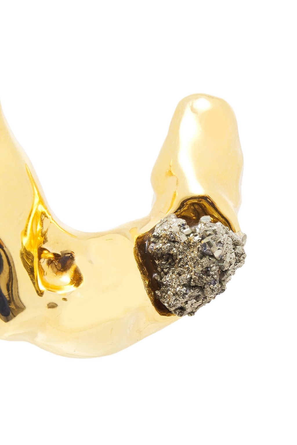 MARNI Hammered gold-tone multi-stone earrings