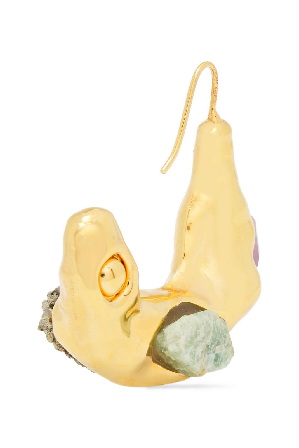 MARNI Hammered gold-tone multi-stone earrings