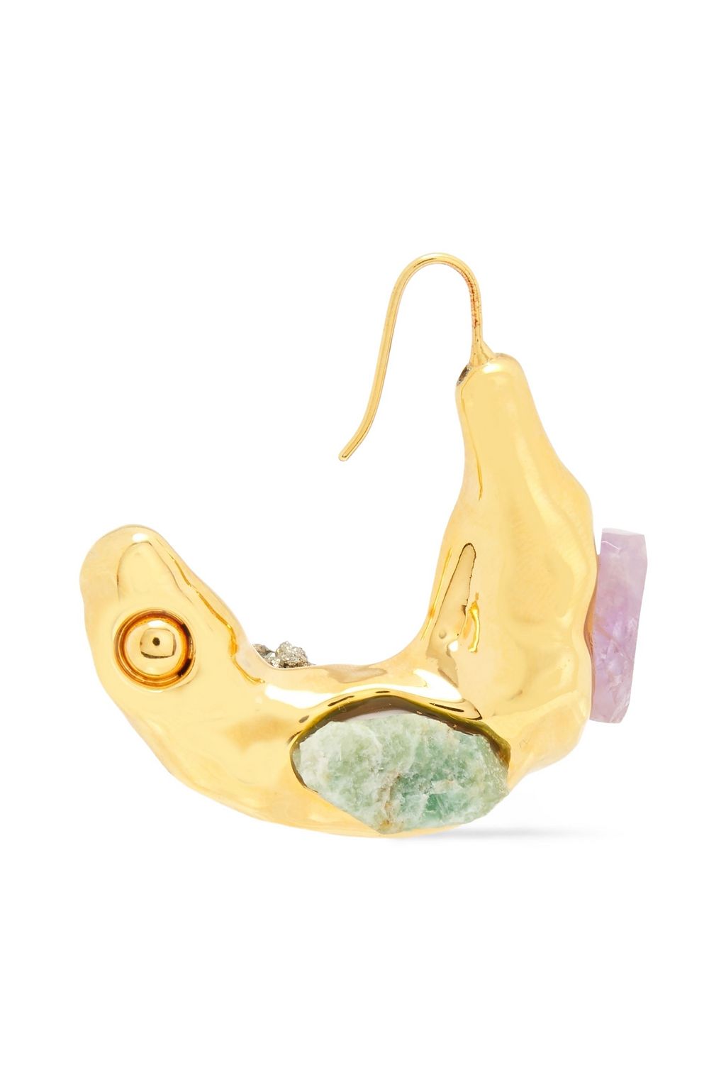 MARNI Hammered gold-tone multi-stone earrings