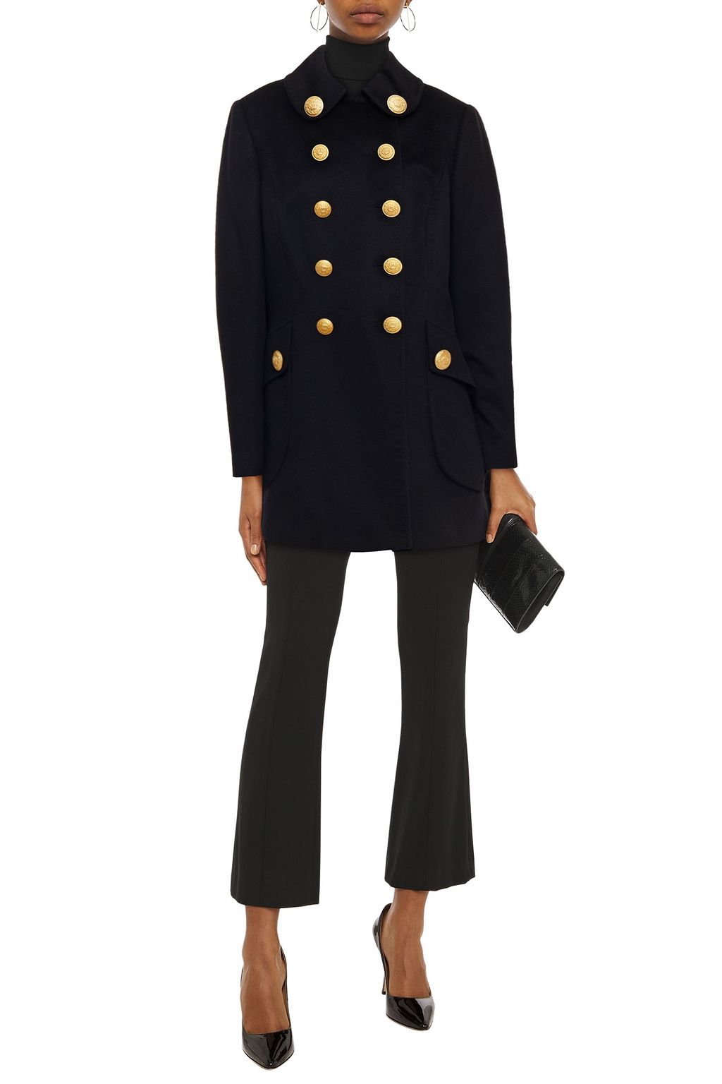 DOLCE&GABBANA Button-embellished wool-felt coat