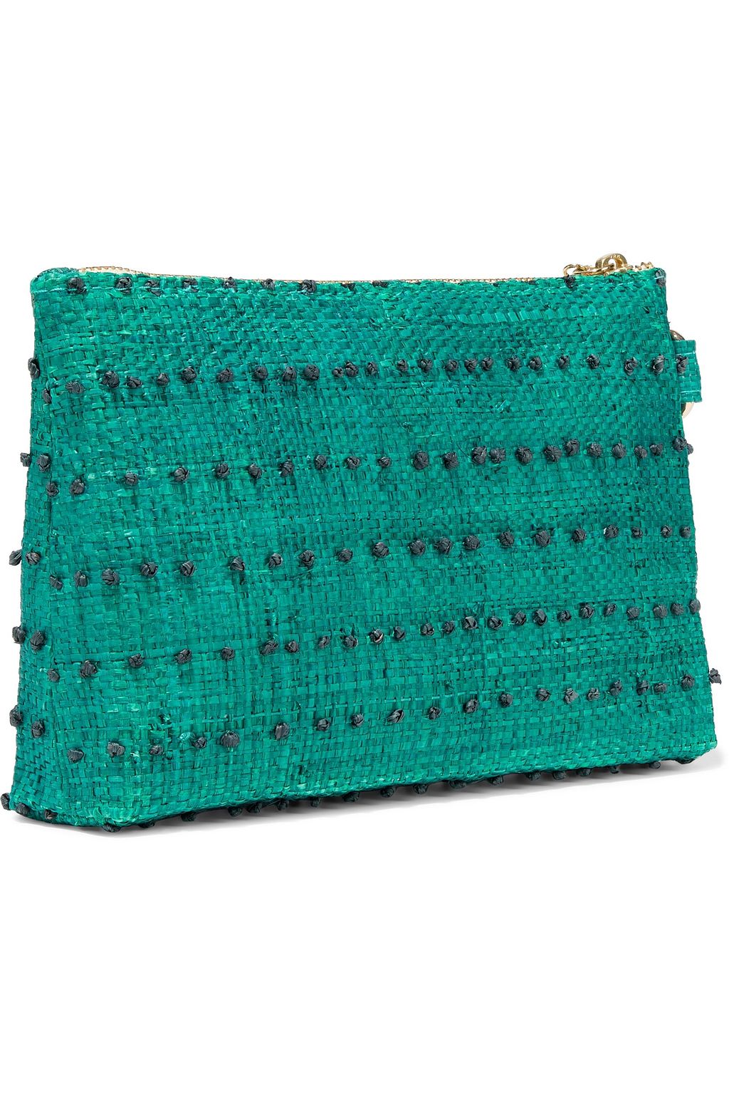 KAYU June embroidered woven straw pouch